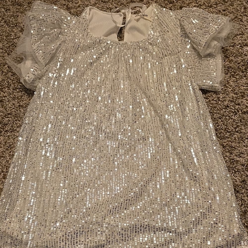 Grace Karin Silver Sequin Top